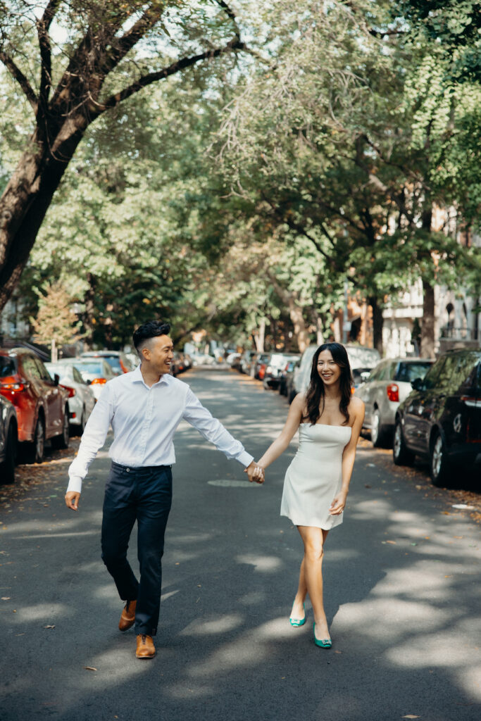 Engaged couple photographed in brooklyn by a brooklyn engagement photographer