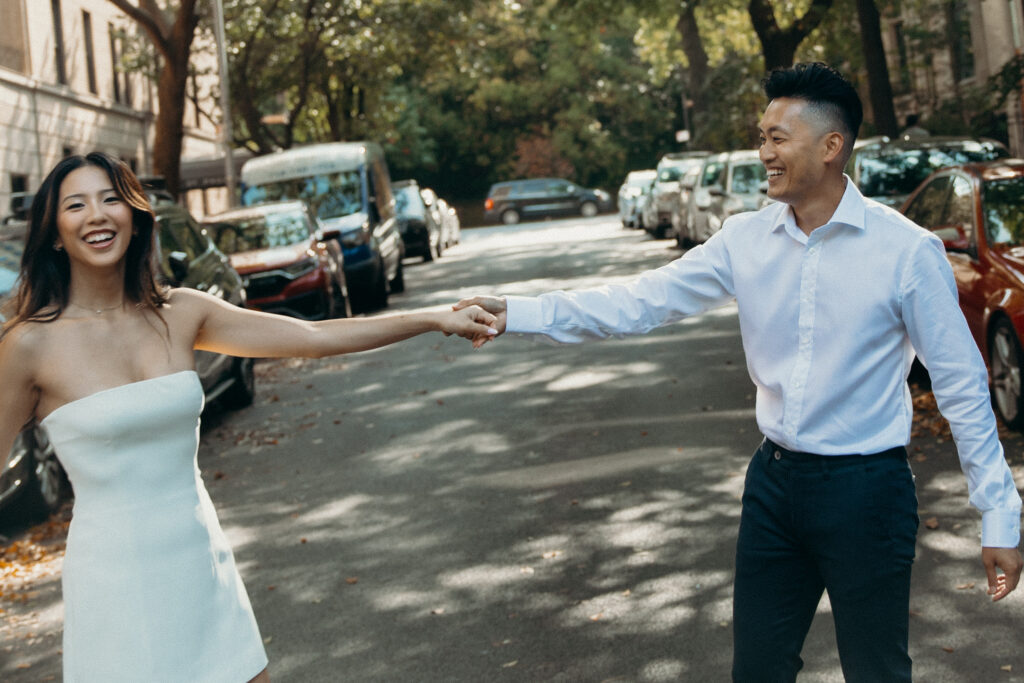 Engaged couple photographed in brooklyn by a brooklyn engagement photographer