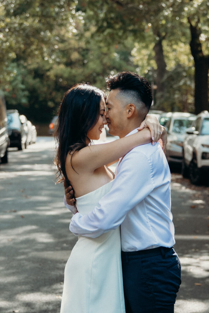 Engaged couple photographed in brooklyn by a brooklyn engagement photographer
