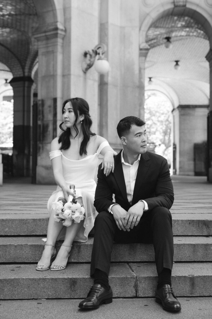 Couple photographed at nyc city hall by brooklyn elopement photographer