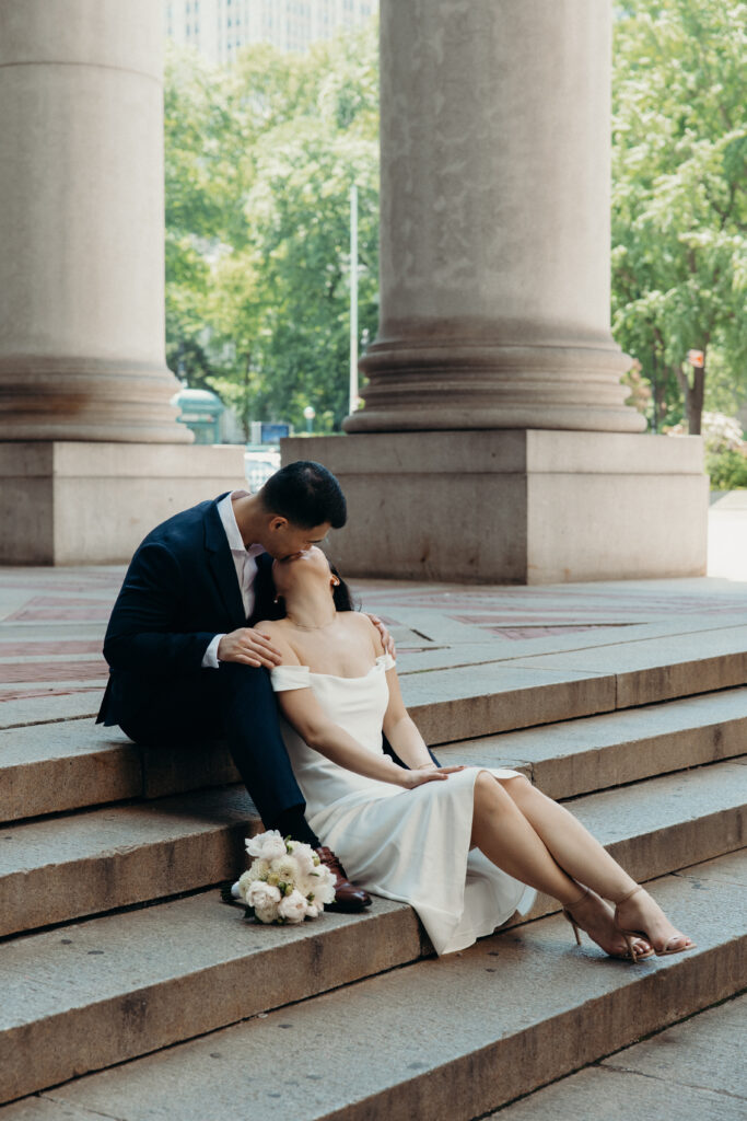 Couple photographed at nyc city hall by brooklyn elopement photographer