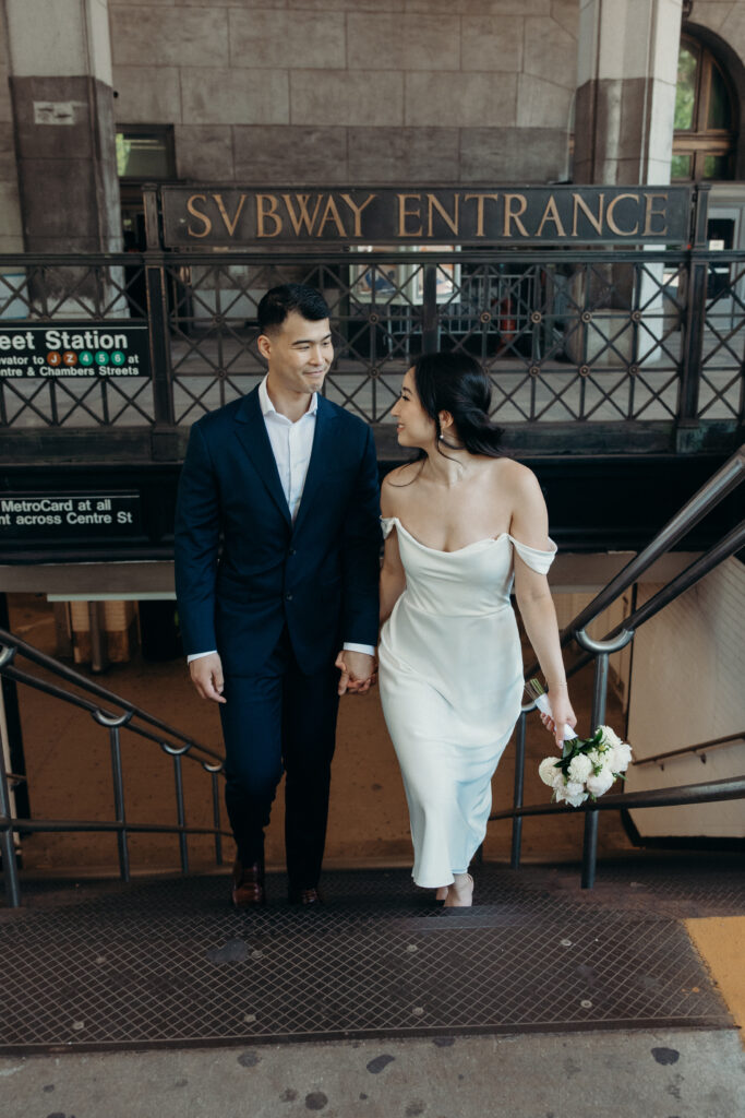 Couple photographed at nyc city hall by brooklyn elopement photographer