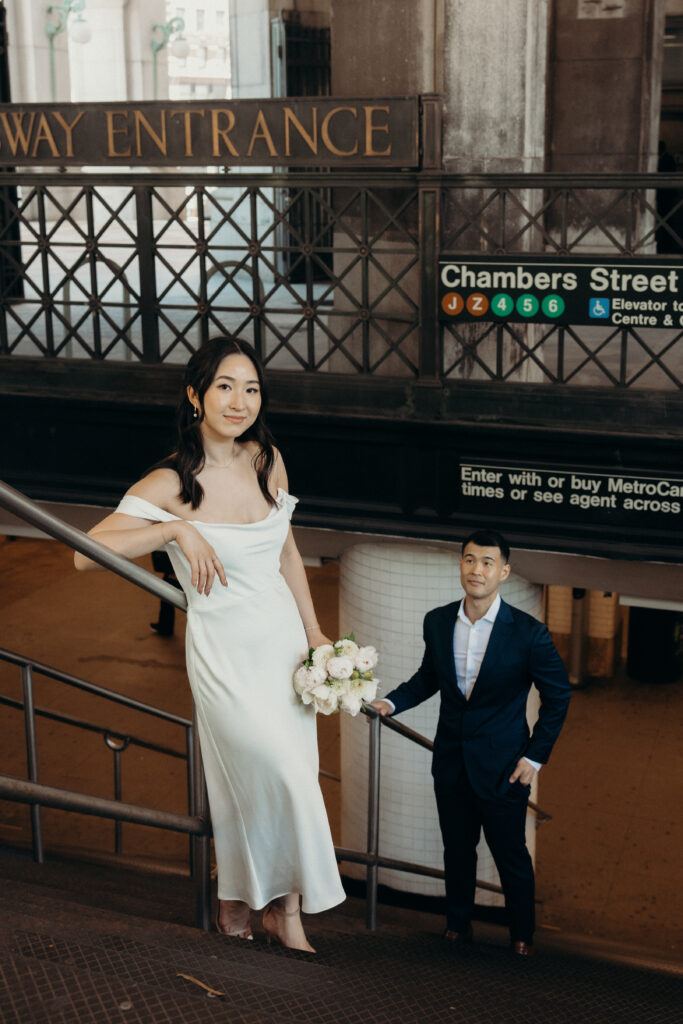 Couple photographed at nyc city hall by brooklyn elopement photographer