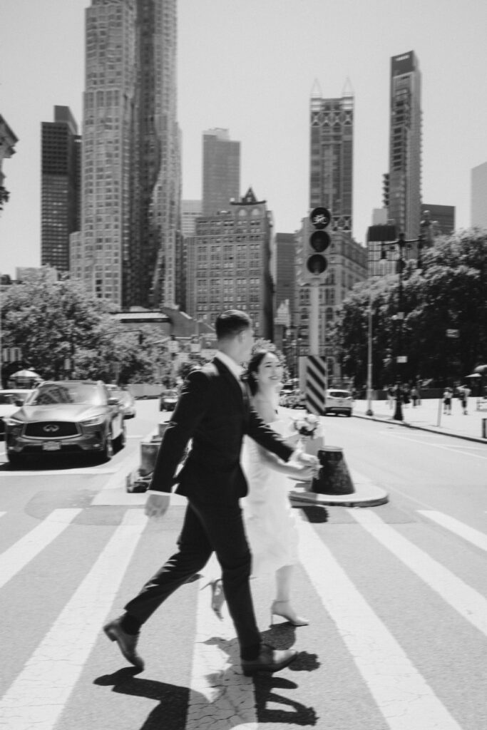 Couple photographed at nyc city hall by brooklyn elopement photographer