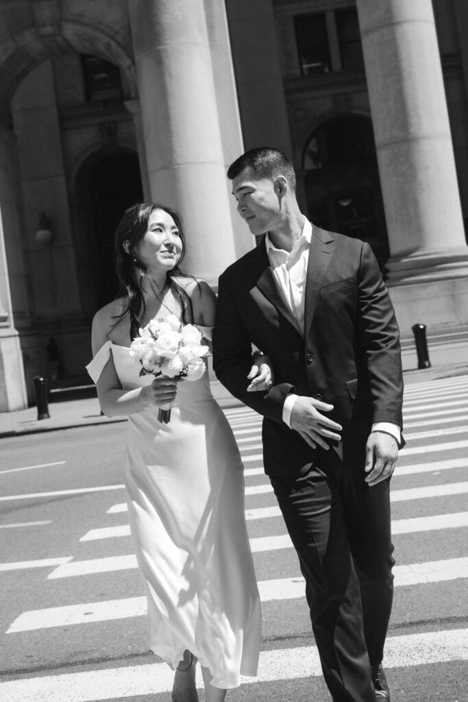 Couple photographed at nyc city hall by brooklyn elopement photographer