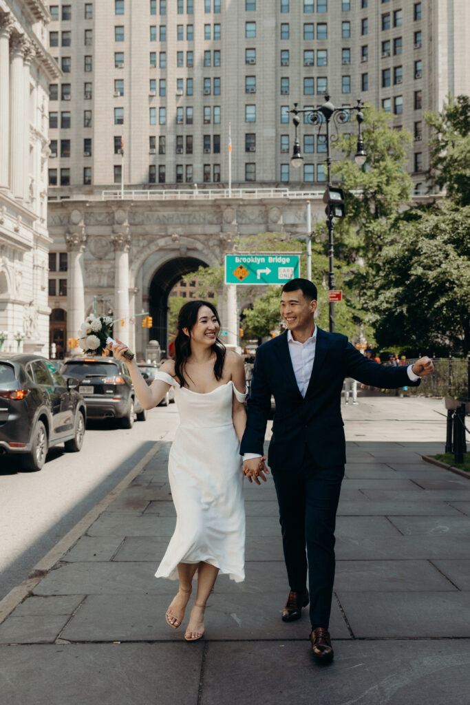 Couple photographed at nyc city hall by brooklyn elopement photographer