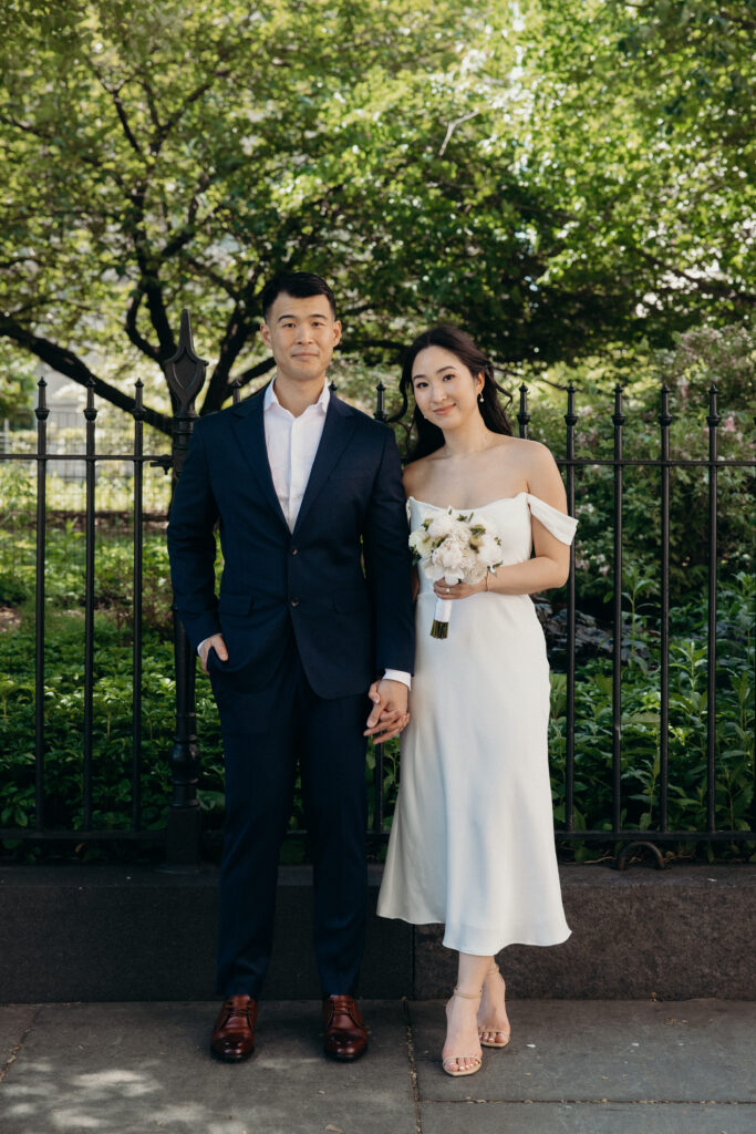 Couple photographed at nyc city hall by brooklyn elopement photographer