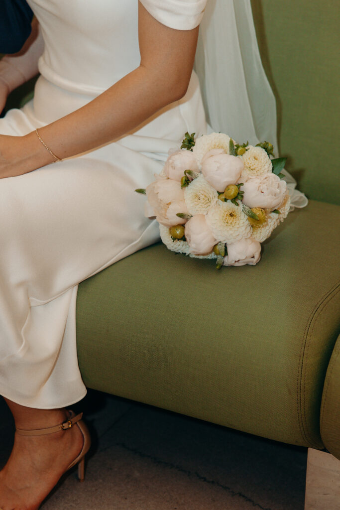 Bride photographed at nyc city hall by brooklyn elopement photographer