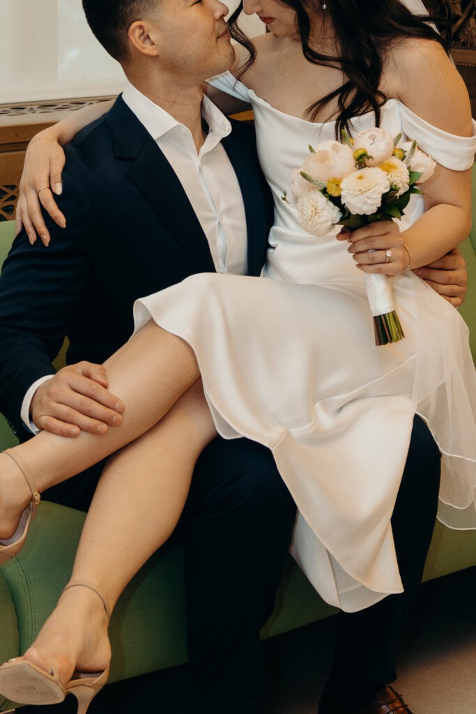 Couple photographed at nyc city hall by brooklyn elopement photographer