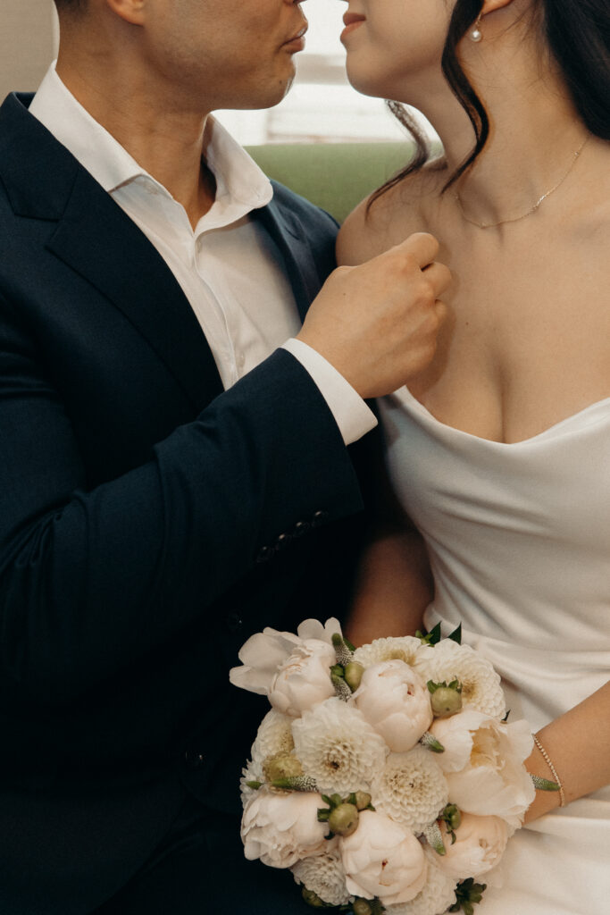 Couple photographed at nyc city hall by brooklyn elopement photographer