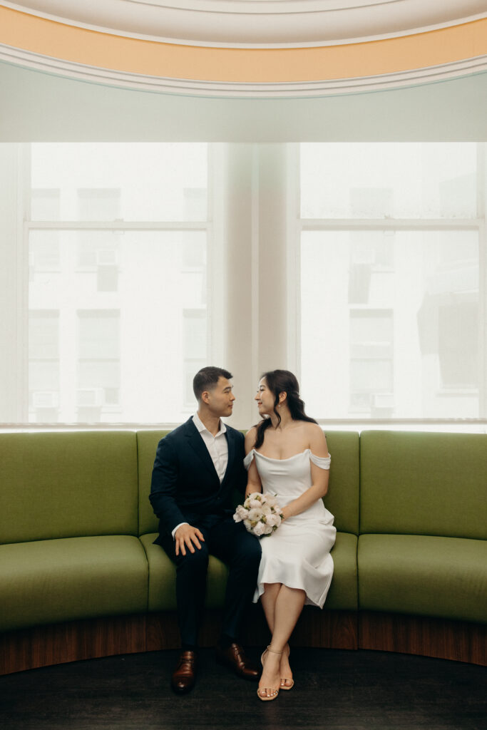 Couple photographed at nyc city hall by brooklyn elopement photographer