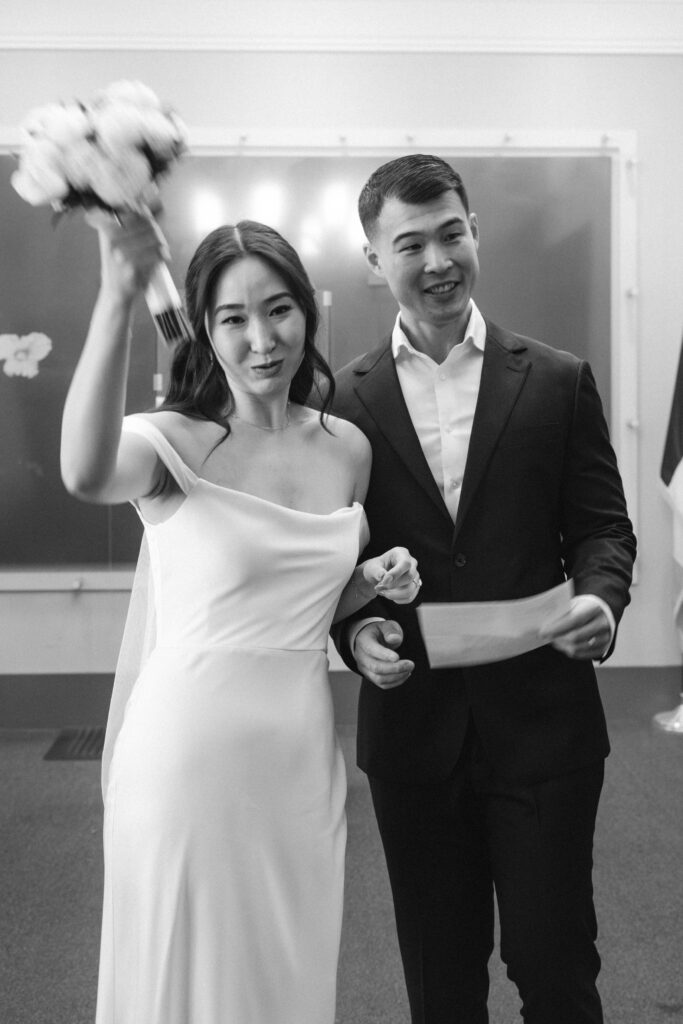 Couple photographed at nyc city hall by brooklyn elopement photographer