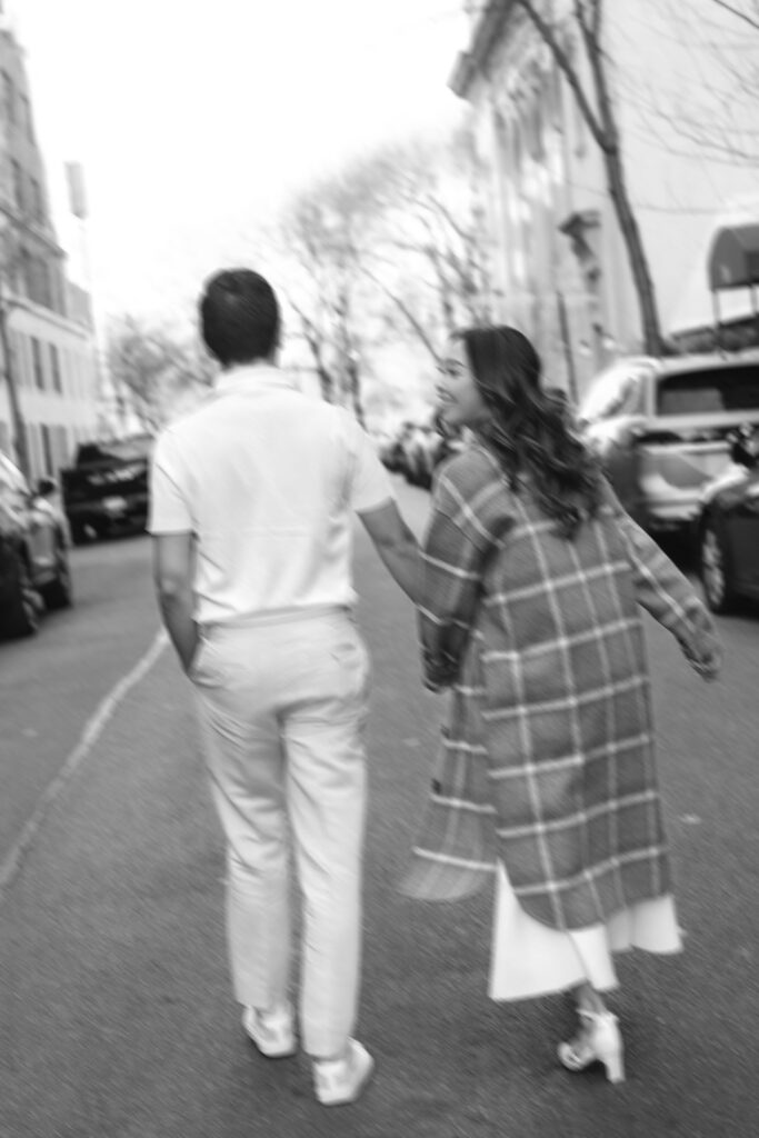 Engaged couple photographed at upper west side by a new york engagement photographer