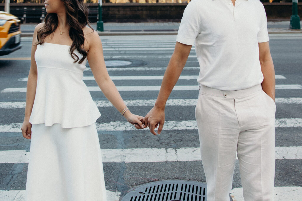 Engaged couple photographed at upper west side by a new york engagement photographer