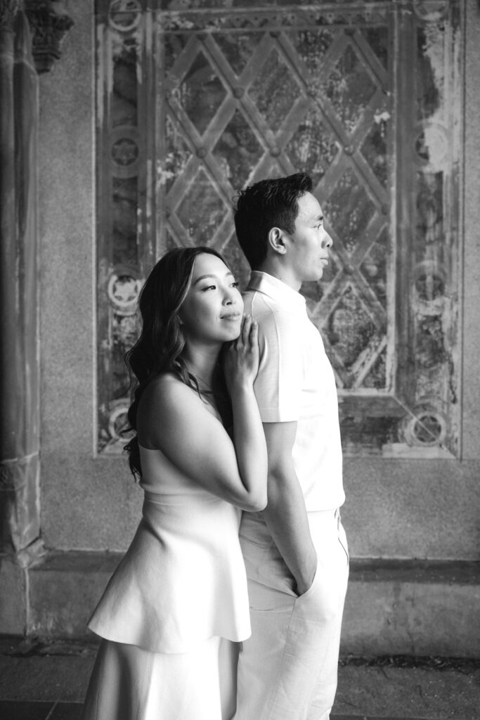 Engaged couple photographed at central park by a new york engagement photographer