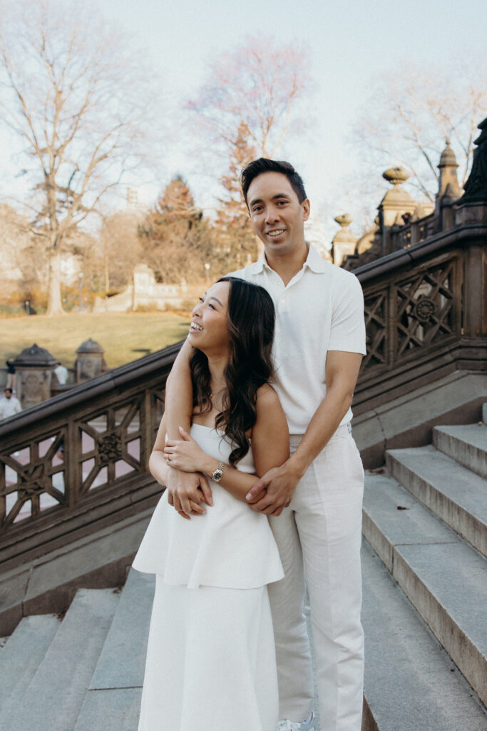 Engaged couple photographed at central park by a new york engagement photographer