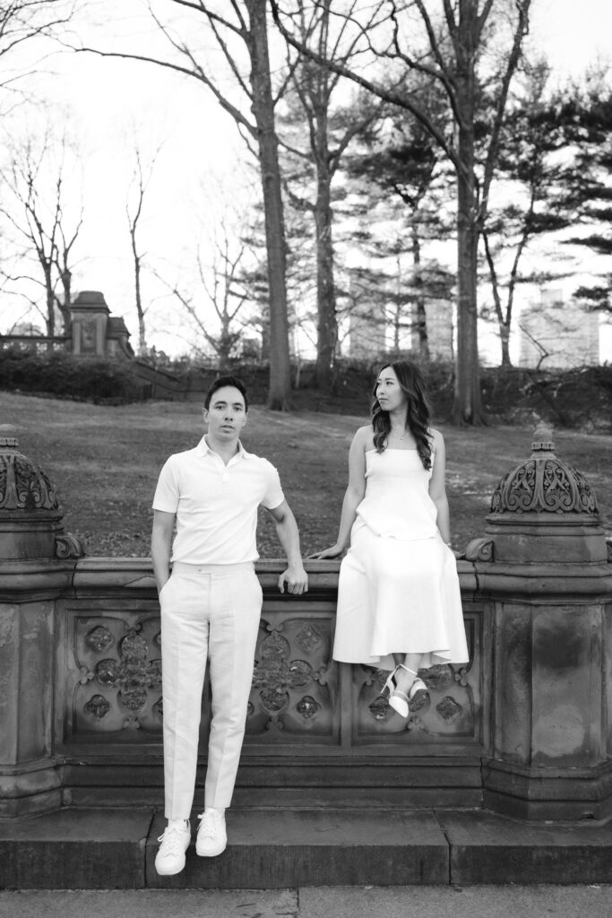Engaged couple photographed at central park by a new york engagement photographer