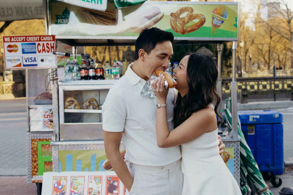 Engaged couple photographed at central park by a new york engagement photographer