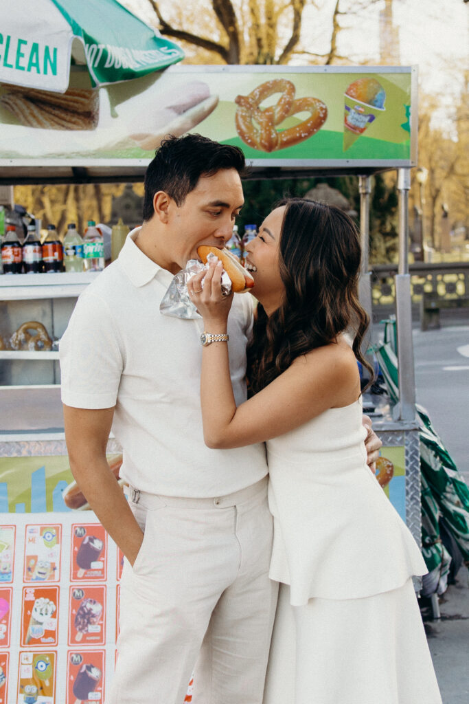 Engaged couple photographed at central park by a new york engagement photographer