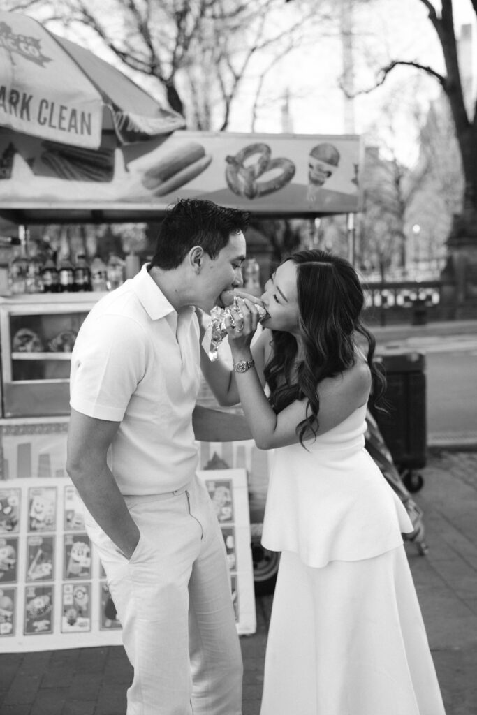 Engaged couple photographed at central park by a new york engagement photographer