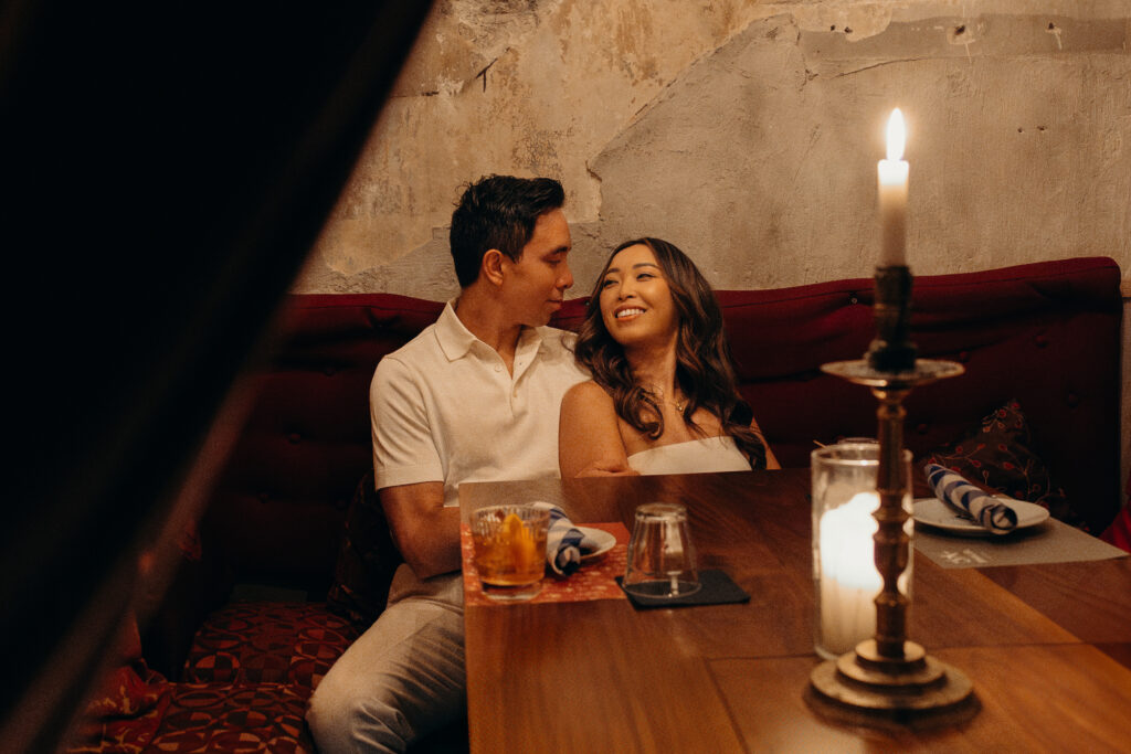 Engaged couple photographed at upper west side by a new york engagement photographer