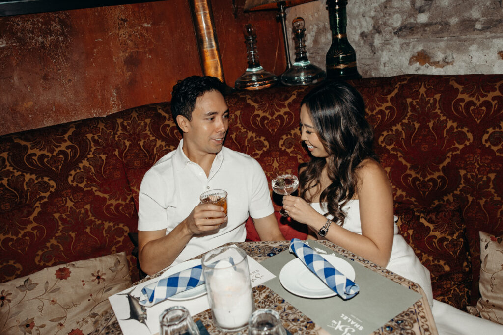 Engaged couple photographed at upper west side by a new york engagement photographer