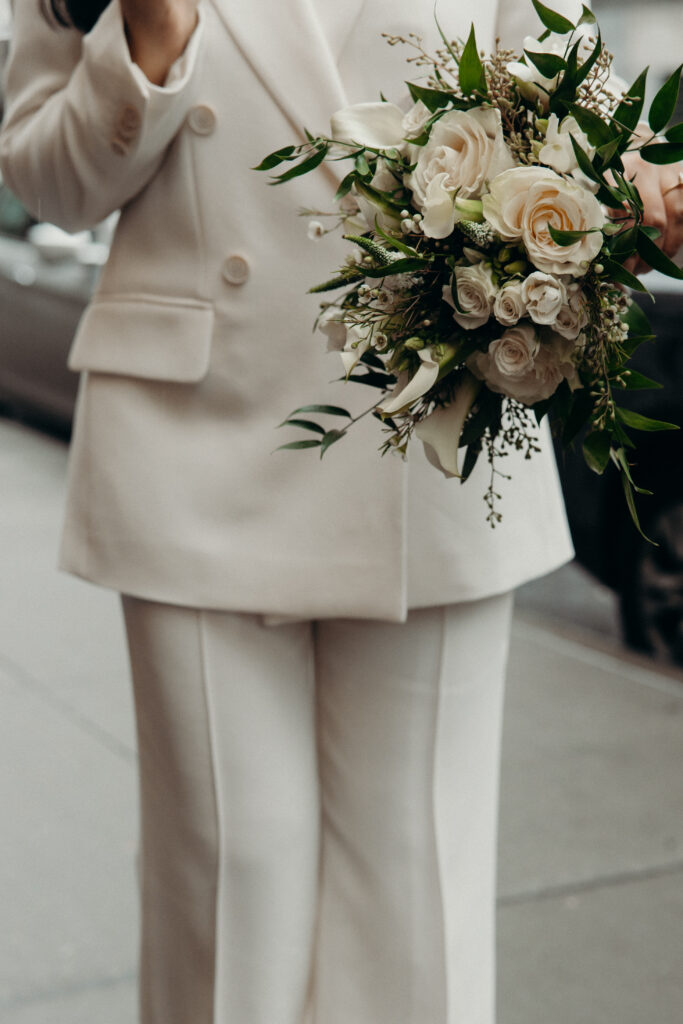 Couple photographed at nyc city hall by nyc elopement photographer