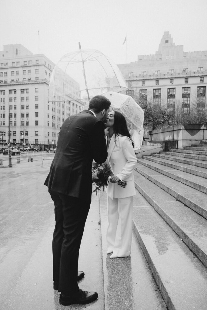 Couple photographed at nyc city hall by nyc elopement photographer