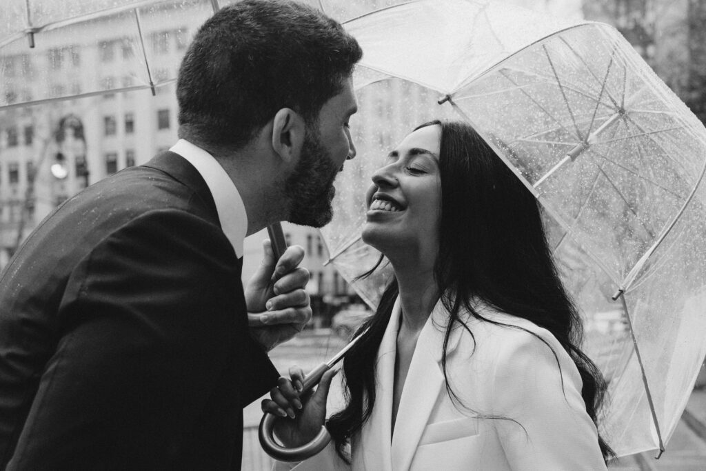 Couple photographed at nyc city hall by nyc elopement photographer