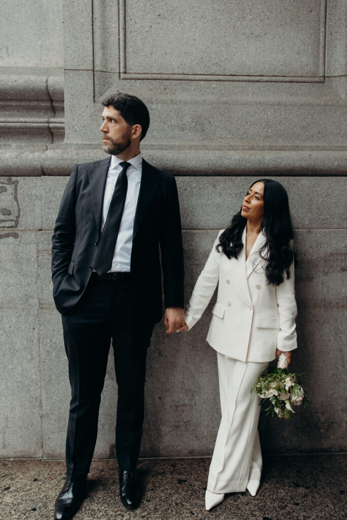 Couple photographed at nyc city hall by nyc elopement photographer
