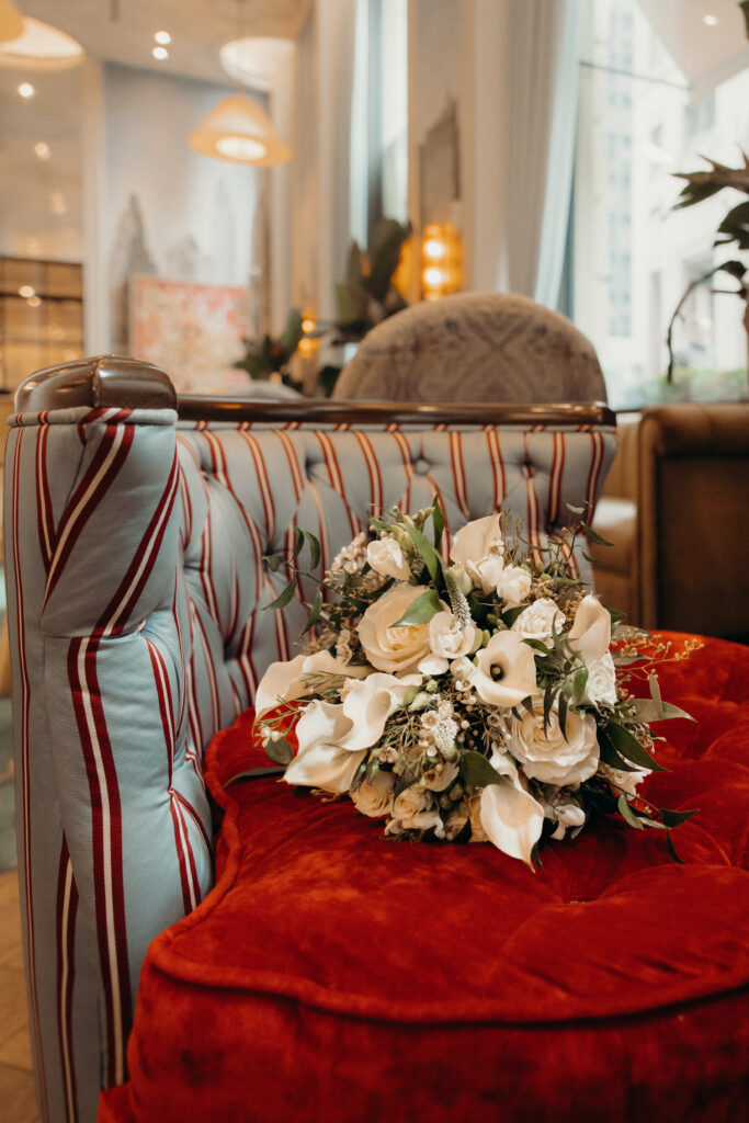 Bridal bouquet photographed at nyc city hall by nyc elopement photographer