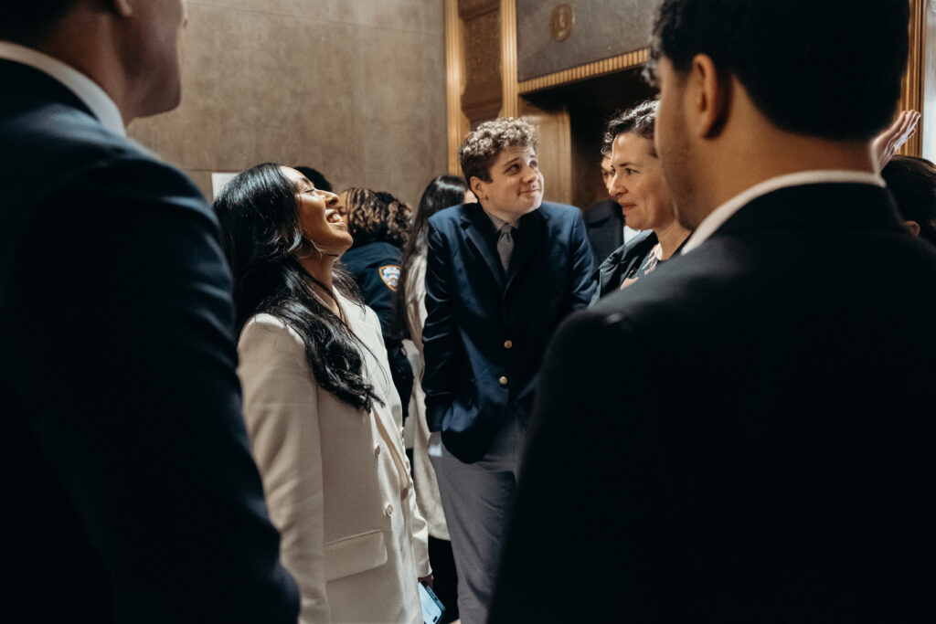 Couple photographed at nyc city hall by nyc elopement photographer