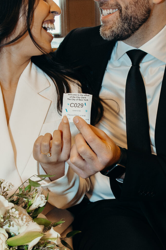 Couple photographed at nyc city hall by nyc elopement photographer
