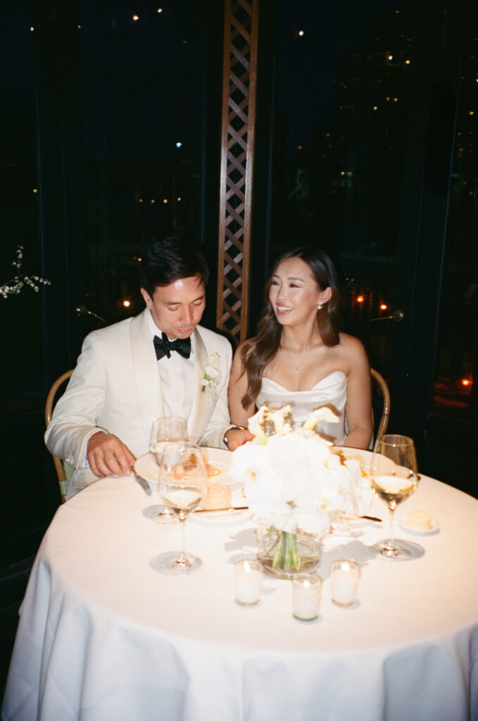 NYC wedding photographer captures evening reception at The River Café NYC