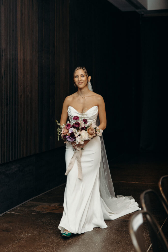 Bride walks down the aisle at Brooklyn Winery