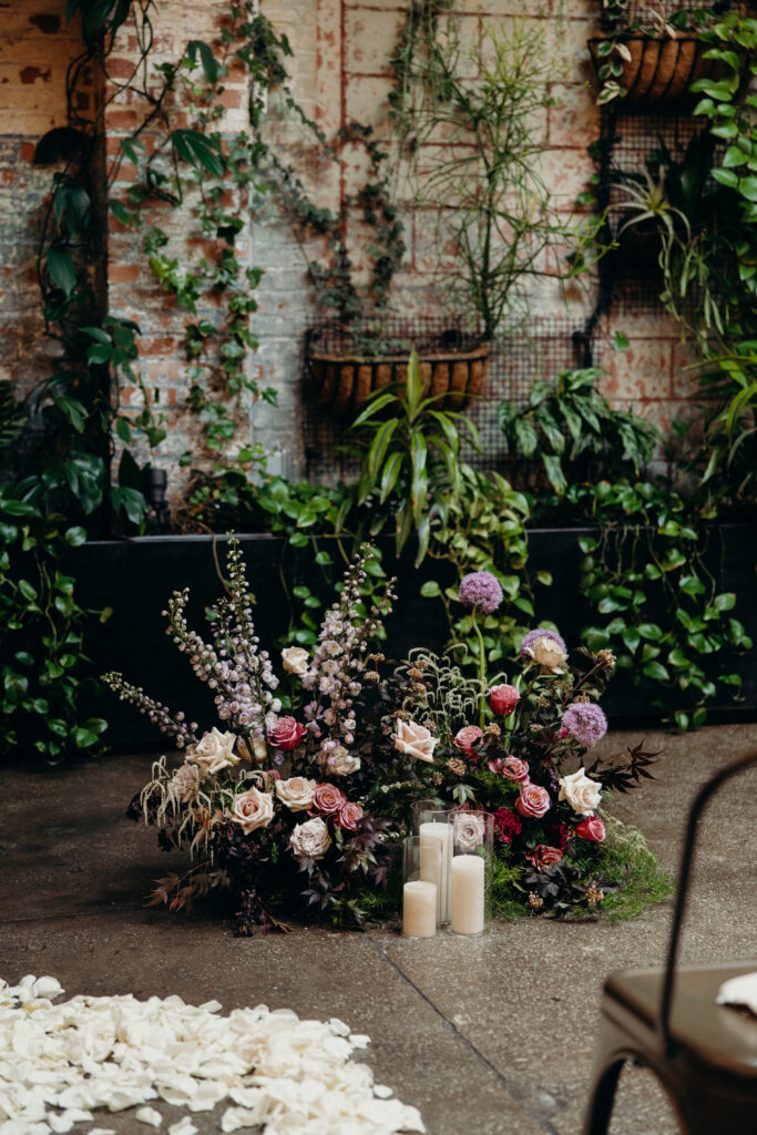 Wedding ceremony details at Brooklyn Winery