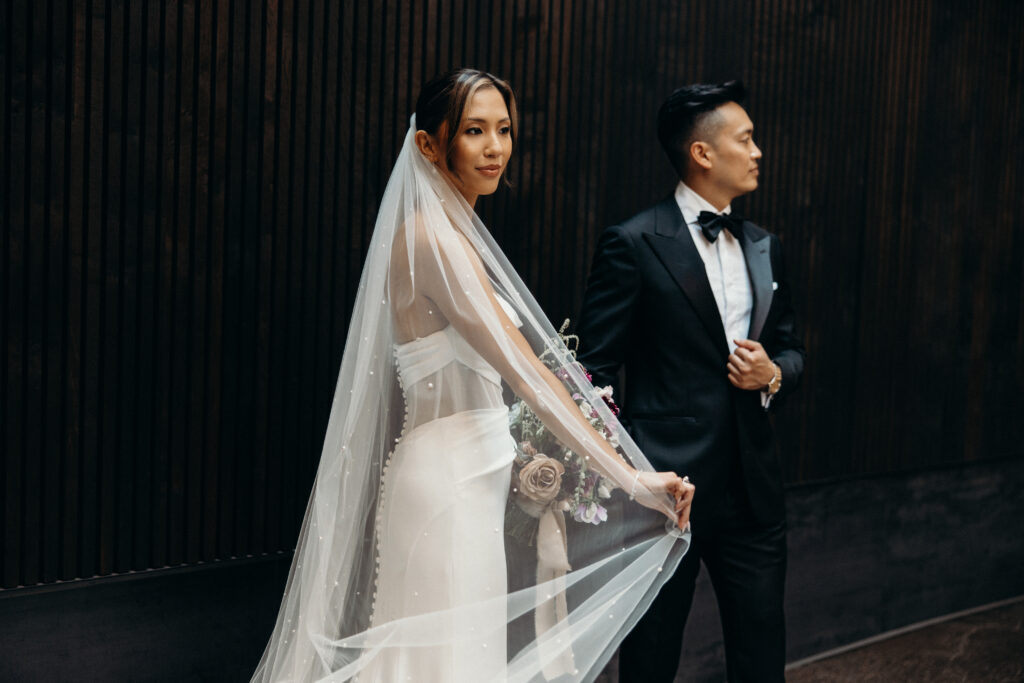 Couple portraits at Brooklyn Winery