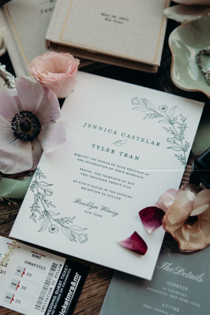 Wedding invitation at Brooklyn Winery