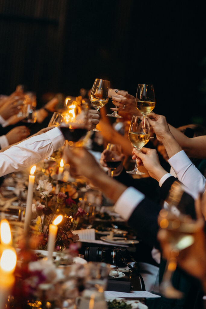 Brooklyn wedding photographer captures evening reception at Brooklyn Winery