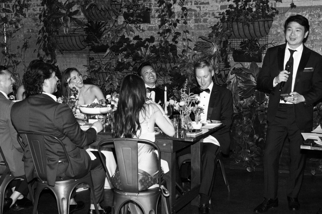 Brooklyn wedding photographer captures evening reception at Brooklyn Winery