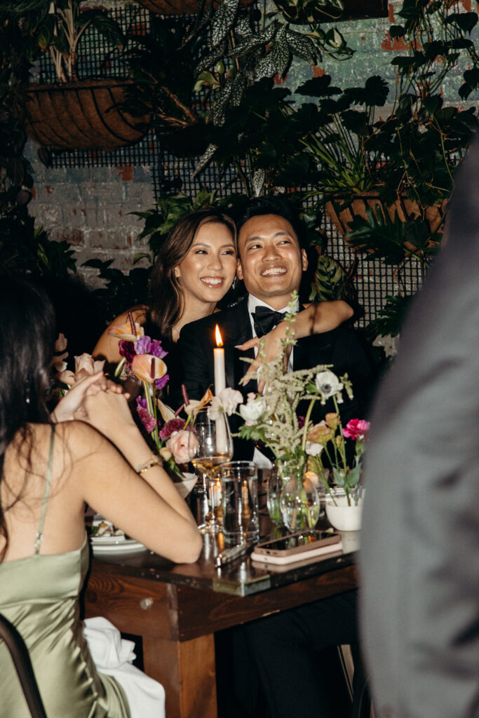 Brooklyn wedding photographer captures evening reception at Brooklyn Winery