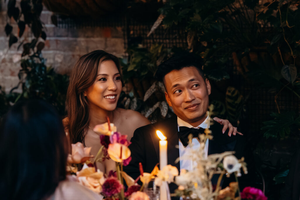 Brooklyn wedding photographer captures evening reception at Brooklyn Winery