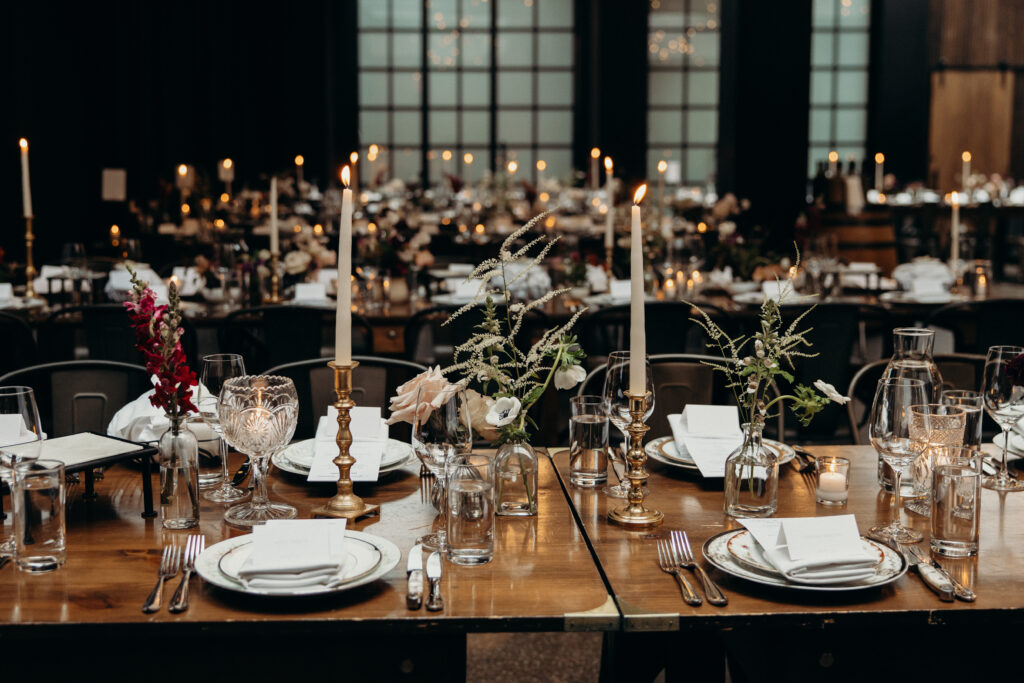 Wedding reception details at Brooklyn Winery