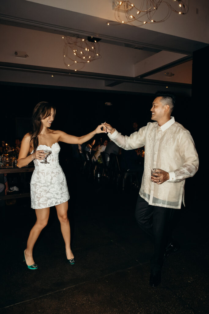 Couple dances during the wedding reception at Brooklyn Winery