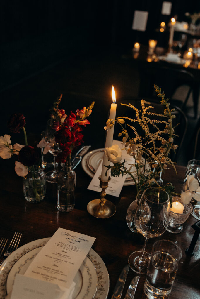 Wedding reception details at Brooklyn Winery