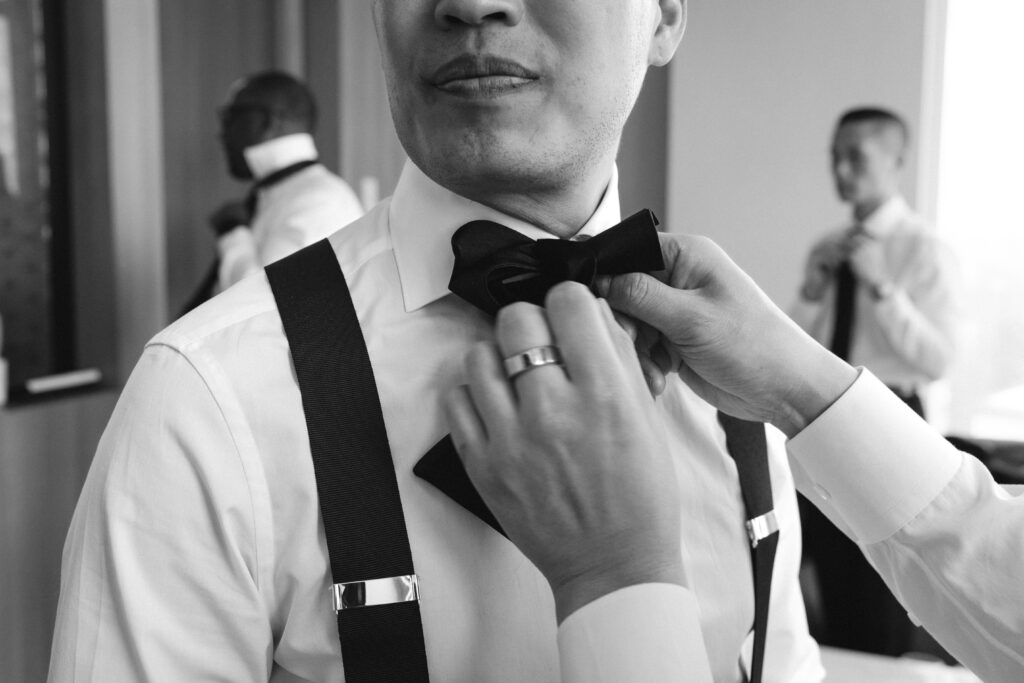 Groom and groomsmen getting ready at Brooklyn Winery