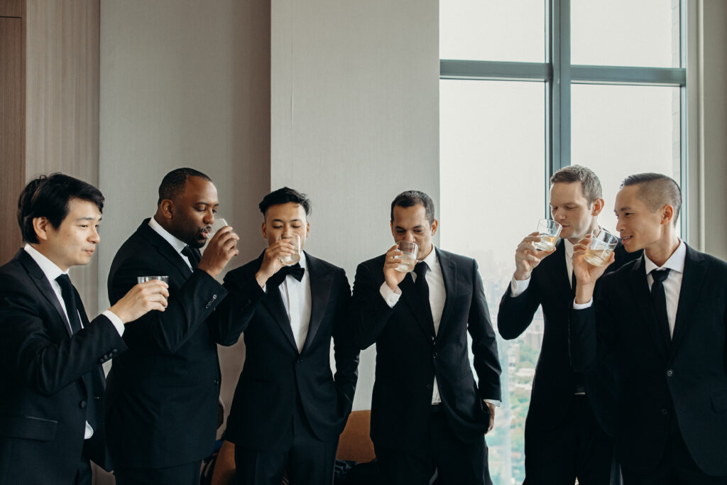 Groom and groomsmen ready at Brooklyn Winery
