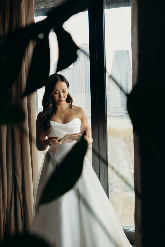 Bride getting ready at The River Café NYC