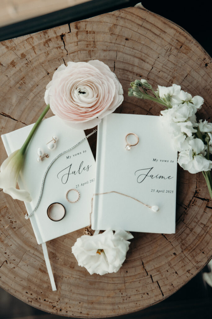 Bridal accessories and wedding vows at The River Café NYC