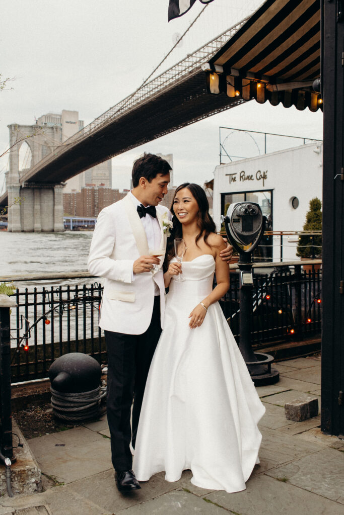 Cocktail hour at The River Café wedding in NYC